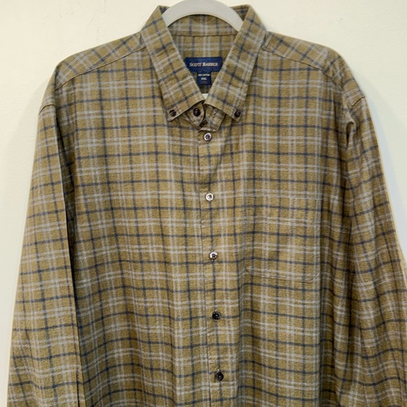 Scott Barber 2XL l/s 100% cotton button down in plaid green and blue - Picture 1 of 6